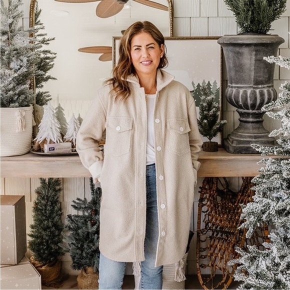 Jackson Rowe Jackets & Blazers - Jillian Harris × Jackson Rowe The Scholar Teddy Shacket Size Large